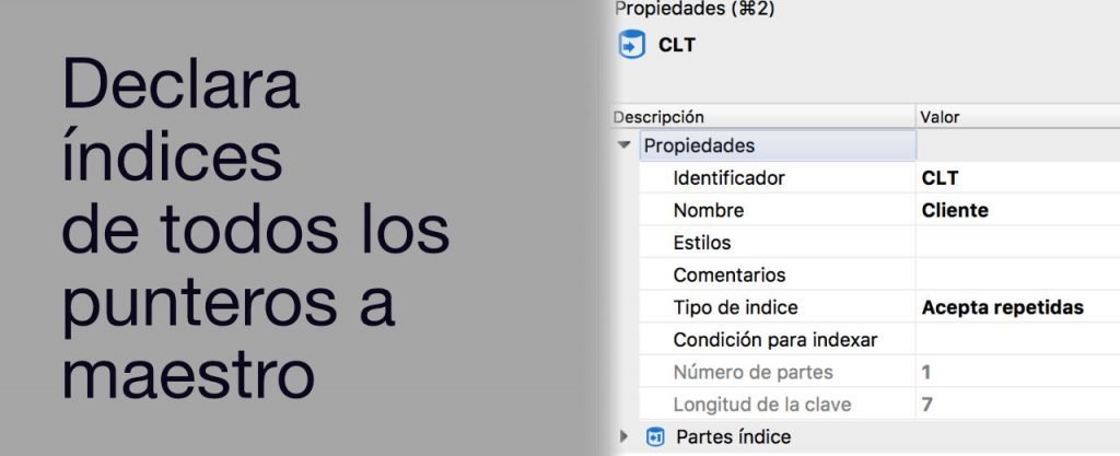 Crear siempre el índice de los campos punteros a maestro